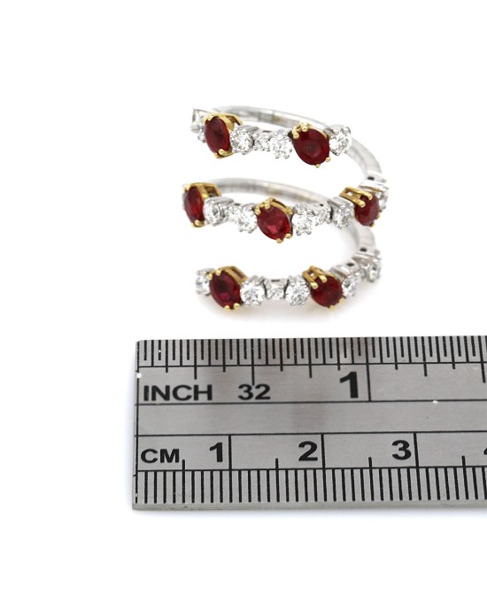 Ruby and Diamond Spring Wrap Ring in 2 Tone Gold